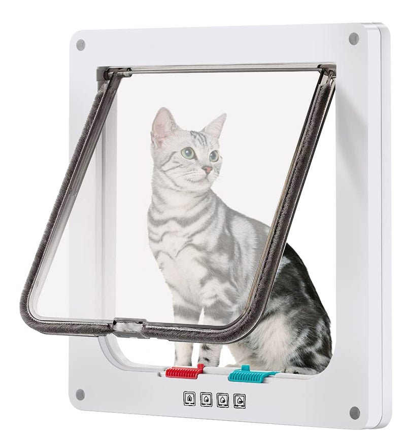 CEESC Large Cat Door (Outer Size 11" x 9.8"), 4 Way Locking Cat Door for Windows & Sliding Glass Door, Weatherproof Cat Flap Door for Cats & Doggie with Circumference < 24.8" - Image 1